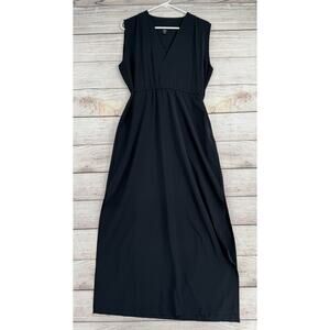 Athleta Performance Split Hem Maxi Dress Womens S Petite Black Stretch V-Neck